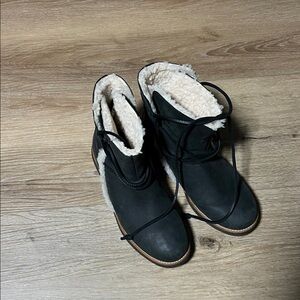 UGG Gray and Cream Shearling Boots